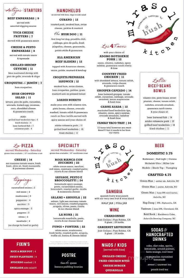 The Hush Cuban Kitchen & Bar - Clayton, GA menu_pic