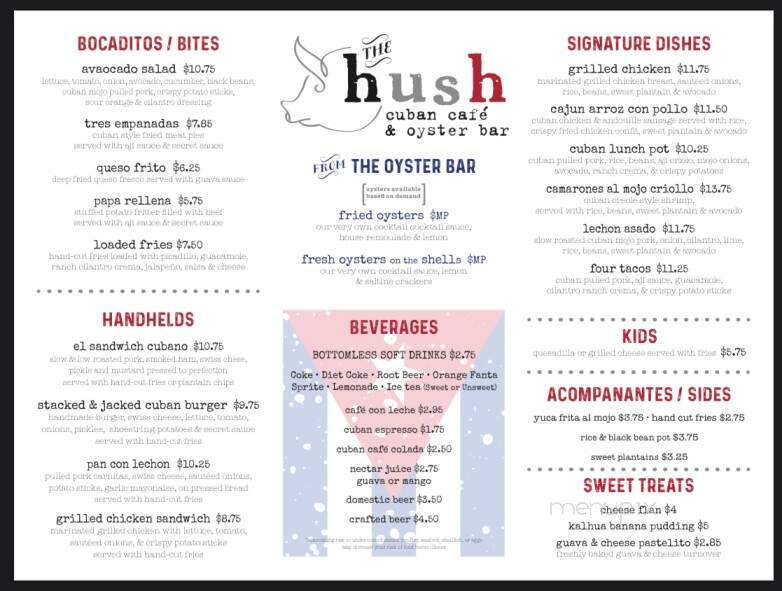The Hush Cuban Kitchen & Bar - Clayton, GA menu_pic