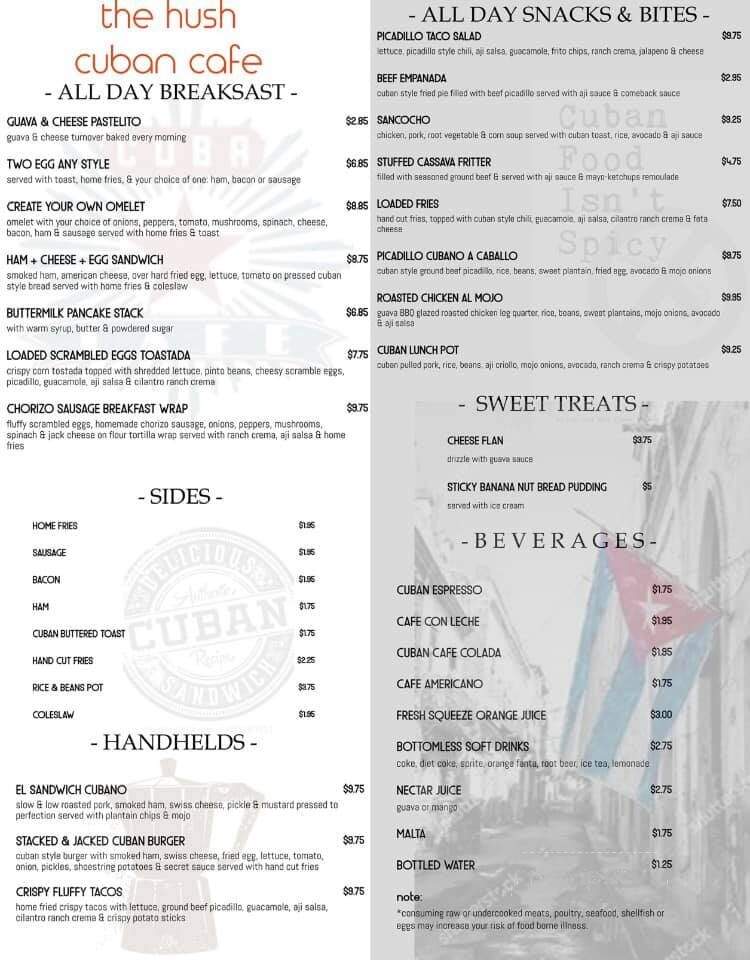 The Hush Cuban Kitchen & Bar - Clayton, GA menu_pic