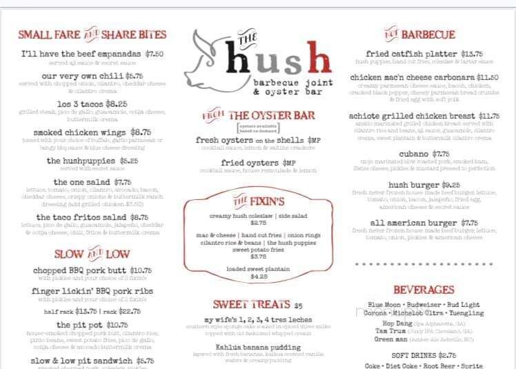 The Hush Cuban Kitchen & Bar - Clayton, GA menu_pic