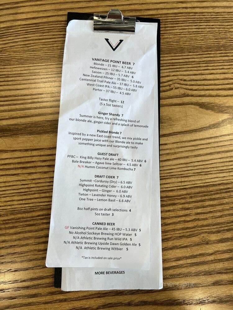 Vantage Point Brewing - Coeur d'Alene, ID menu_pic
