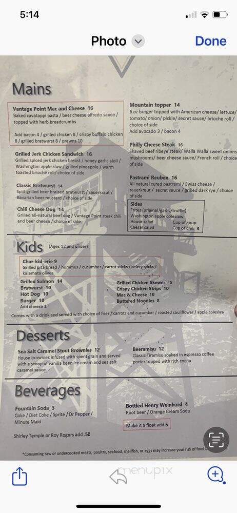 Vantage Point Brewing - Coeur d'Alene, ID menu_pic