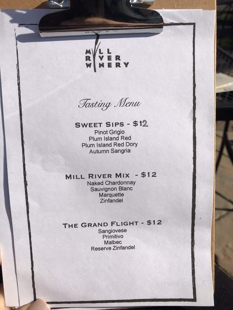 Mill River Winery - Rowley, MA menu_pic