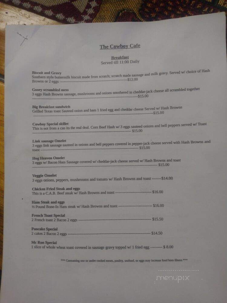 Aladdin Cafe - Aladdin, WY menu_pic