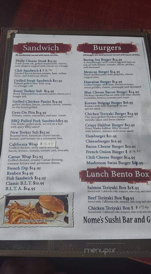 Bering Sea Restaurant - Nome, AK menu_pic