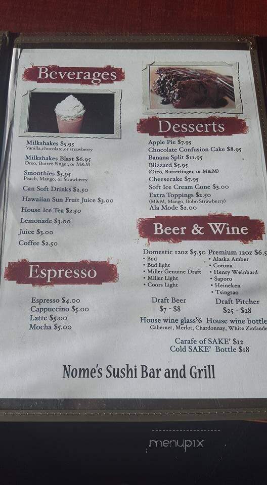 Bering Sea Restaurant - Nome, AK menu_pic