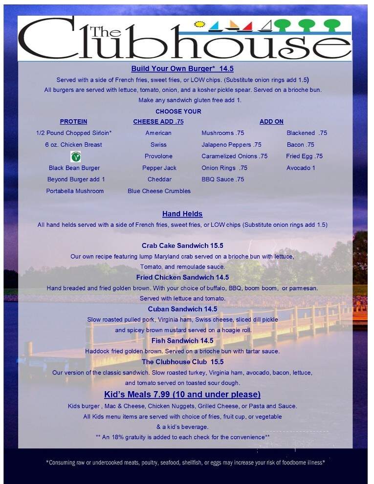 Lake of the Woods Clubhouse - Locust Grove, VA menu_pic
