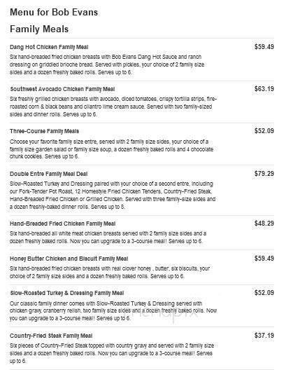 Bob Evans Restaurant - Saint Clairsville, OH menu_pic