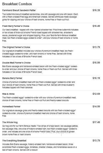 Bob Evans Restaurant - Saint Clairsville, OH menu_pic