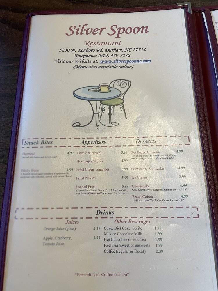 Silver Spoon - Durham, NC menu_pic
