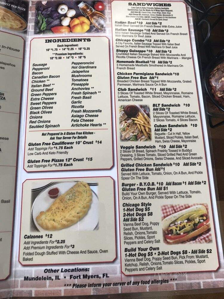 Buddy'z Pizzeria - Mchenry, IL menu_pic