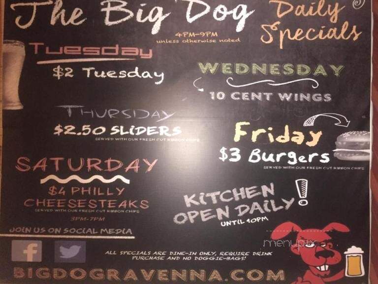 Big Dog Saloon - Ravenna, OH menu_pic