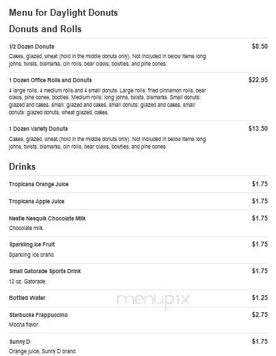 Daylight Donuts - Ankeny, IA menu_pic