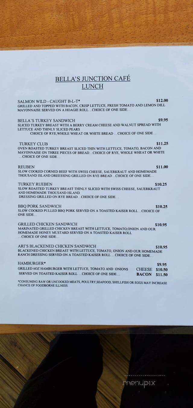 Bella's Junction Cafe - Scaly Mountain, NC menu_pic