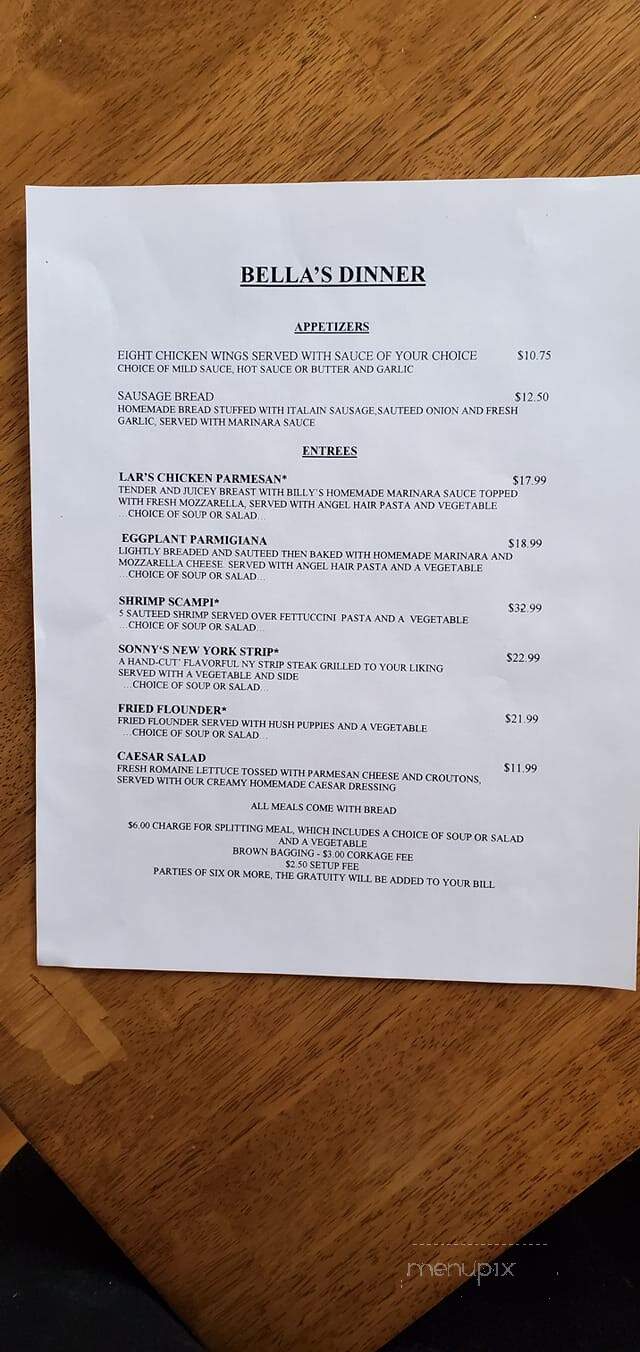 Bella's Junction Cafe - Scaly Mountain, NC menu_pic