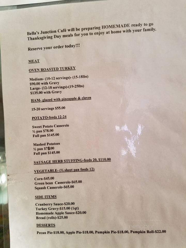 Bella's Junction Cafe - Scaly Mountain, NC menu_pic