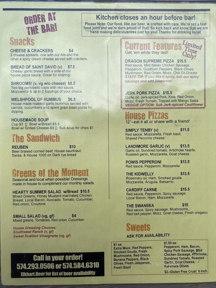 Iechyd Da Brewing Company - Elkhart, IN menu_pic