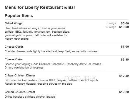 Liberty Restaurant & Bar - SAINT MICHAEL, MN menu_pic