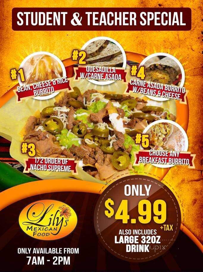 Lily's Mexican Food - Parker, AZ menu_pic