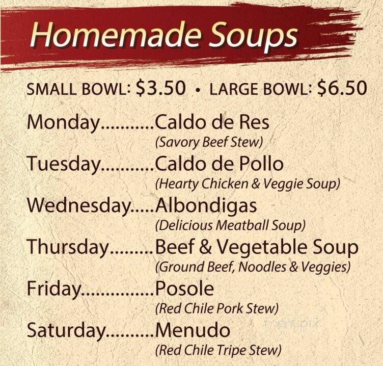 Lily's Mexican Food - Parker, AZ menu_pic