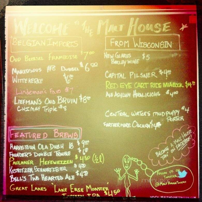 Malt House - Madison, WI menu_pic