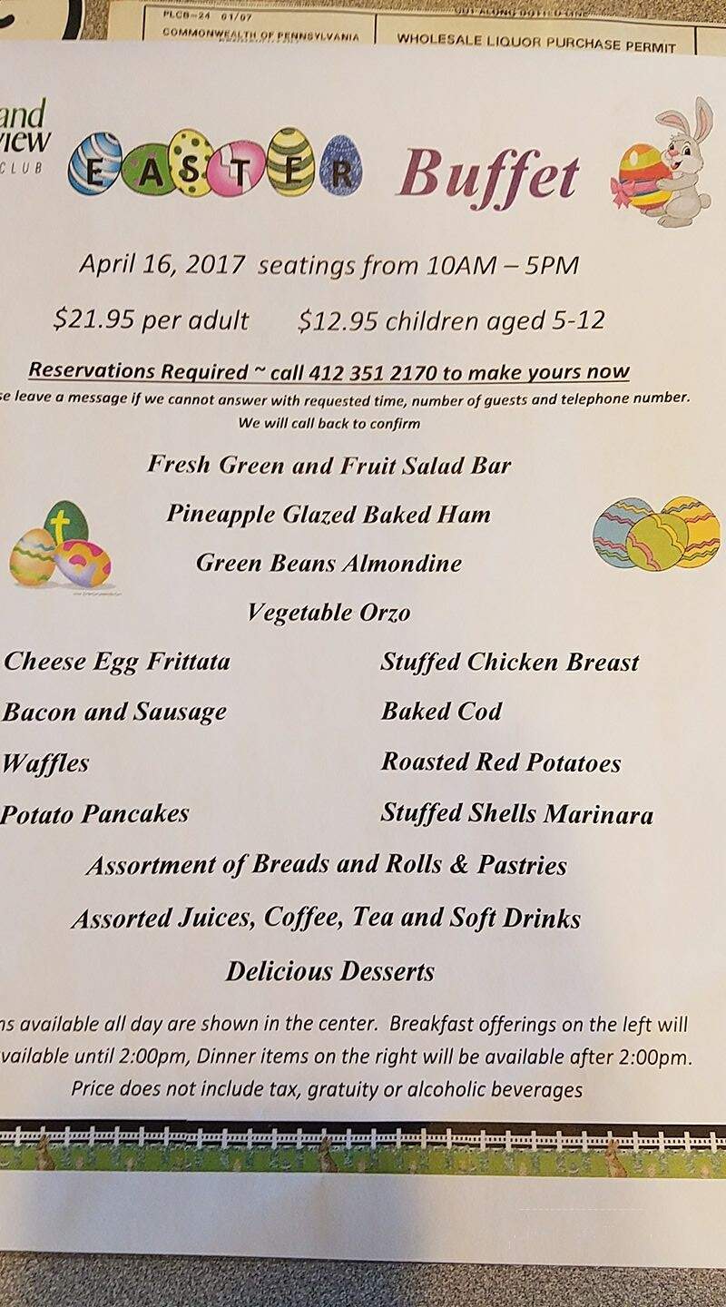 Restaurant at Grand View - Braddock, PA menu_pic