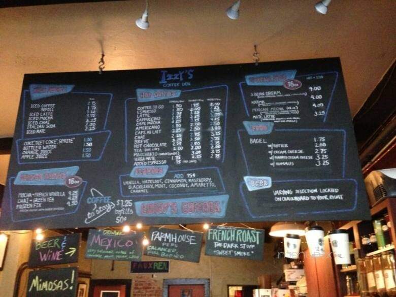 Izzy's Coffee Den - Asheville, NC menu_pic