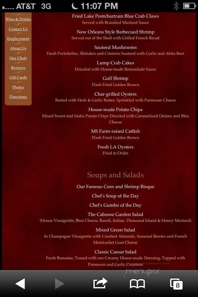 The Caboose - McComb, MS menu_pic
