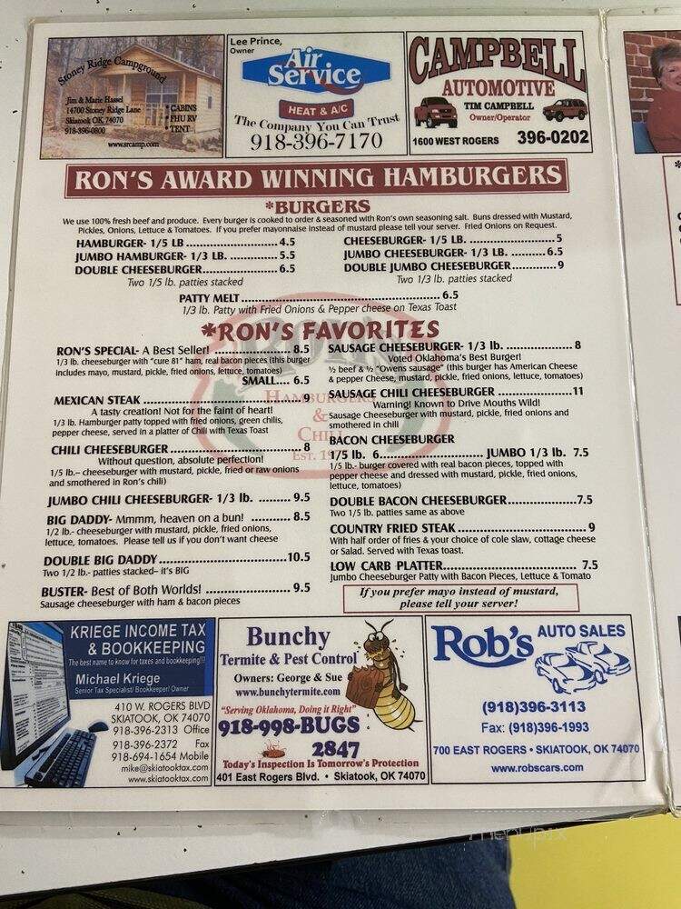 Ron's Hamburgers & Chili - Skiatook, OK