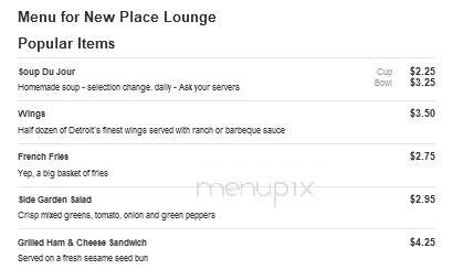 New Place Lounge - Dearborn, MI menu_pic