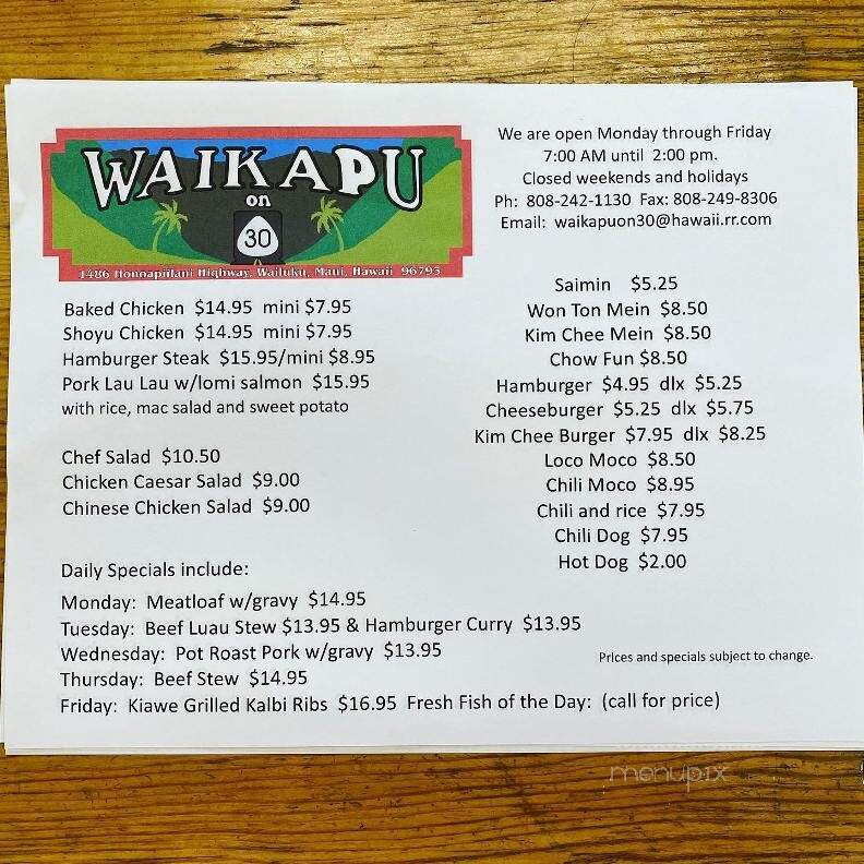 Waikapu on 30 - Kihei, HI menu_pic