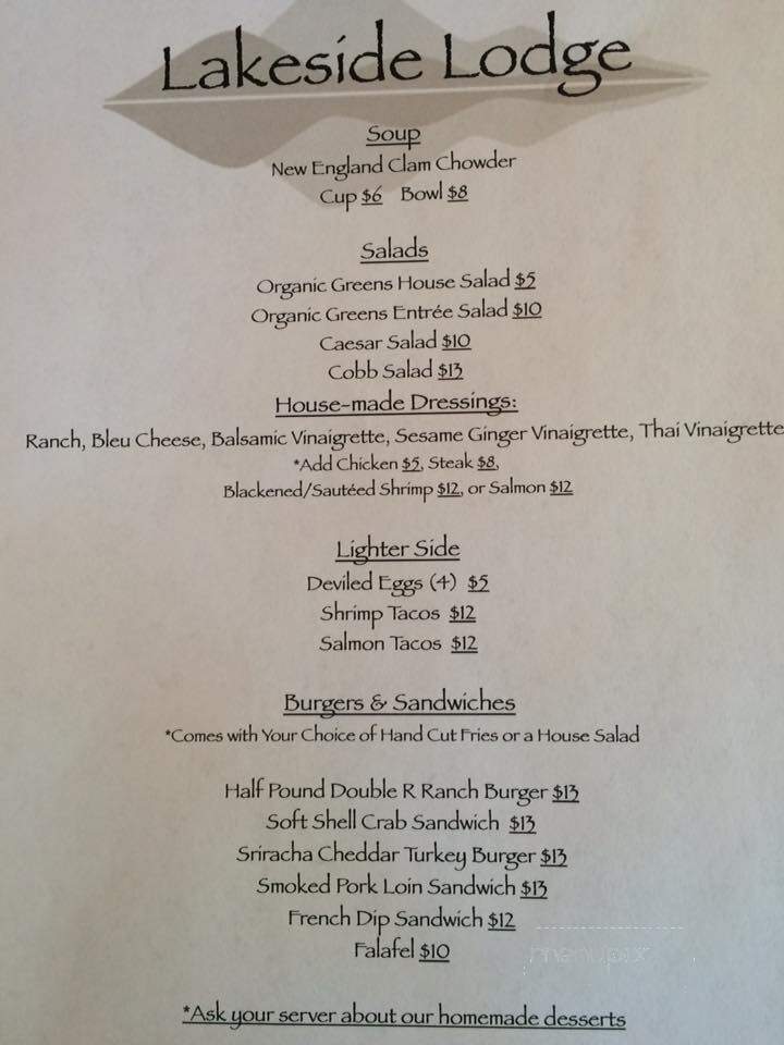 Lakeside Restaurant - Pinedale, WY menu_pic