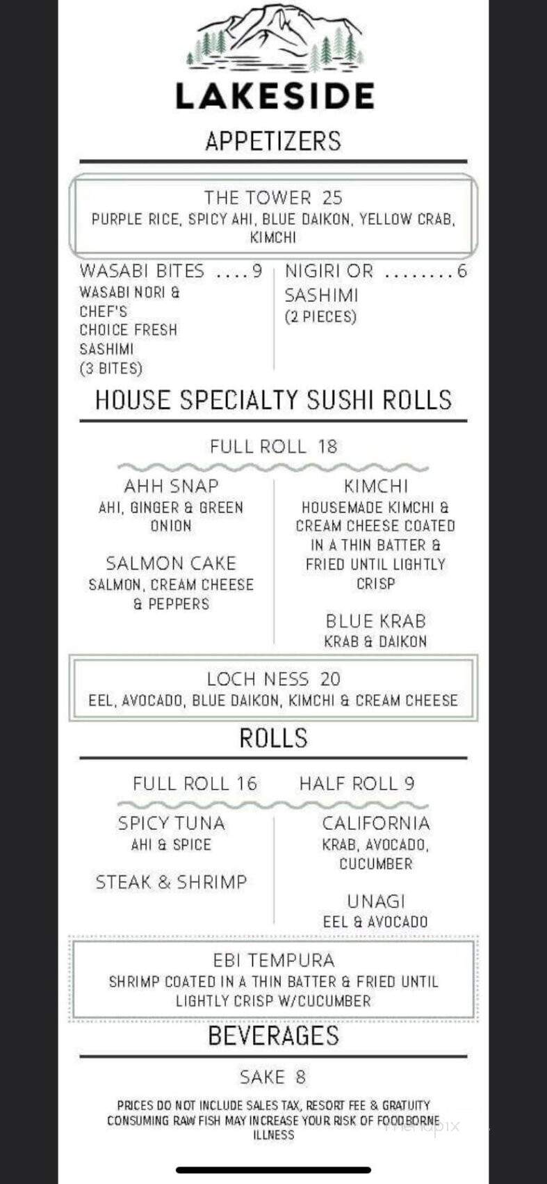 Lakeside Restaurant - Pinedale, WY menu_pic