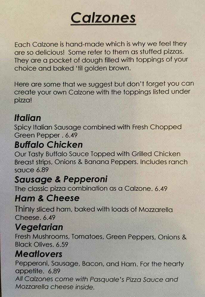 Pasquale's Pizza & Carry Out - Indianapolis, IN menu_pic