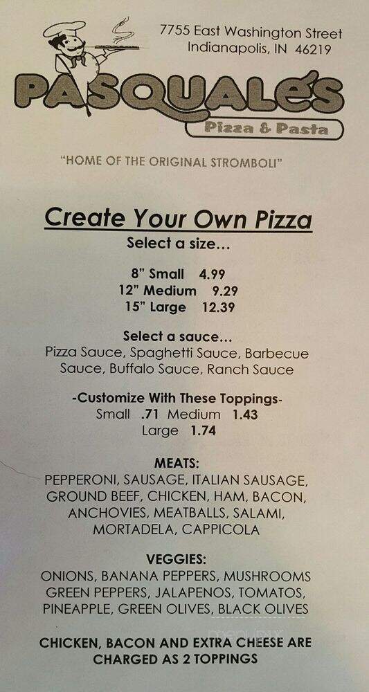 Pasquale's Pizza & Carry Out - Indianapolis, IN menu_pic