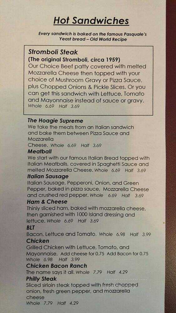 Pasquale's Pizza & Carry Out - Indianapolis, IN menu_pic