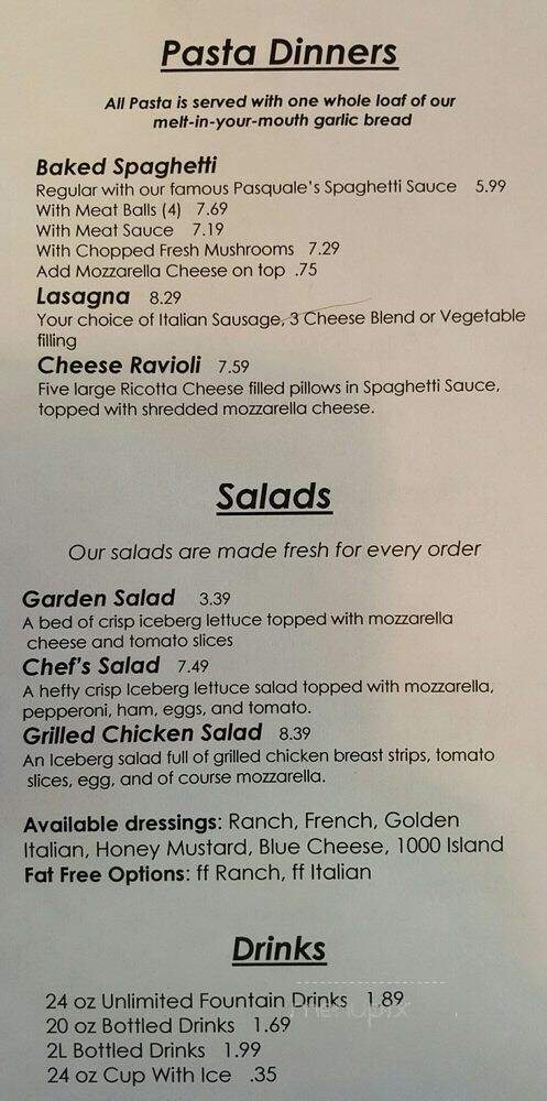 Pasquale's Pizza & Carry Out - Indianapolis, IN menu_pic
