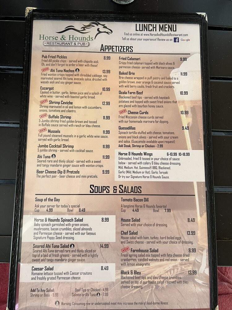Horse & Hounds Restaurant - Ocala, FL menu_pic