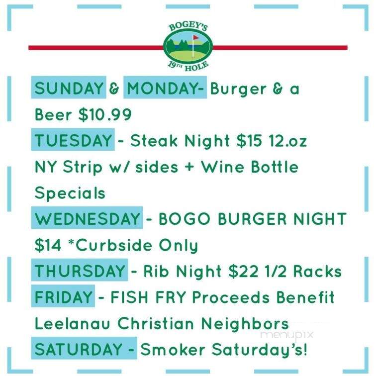 Leland Lodge Restaurant - Leland, MI menu_pic