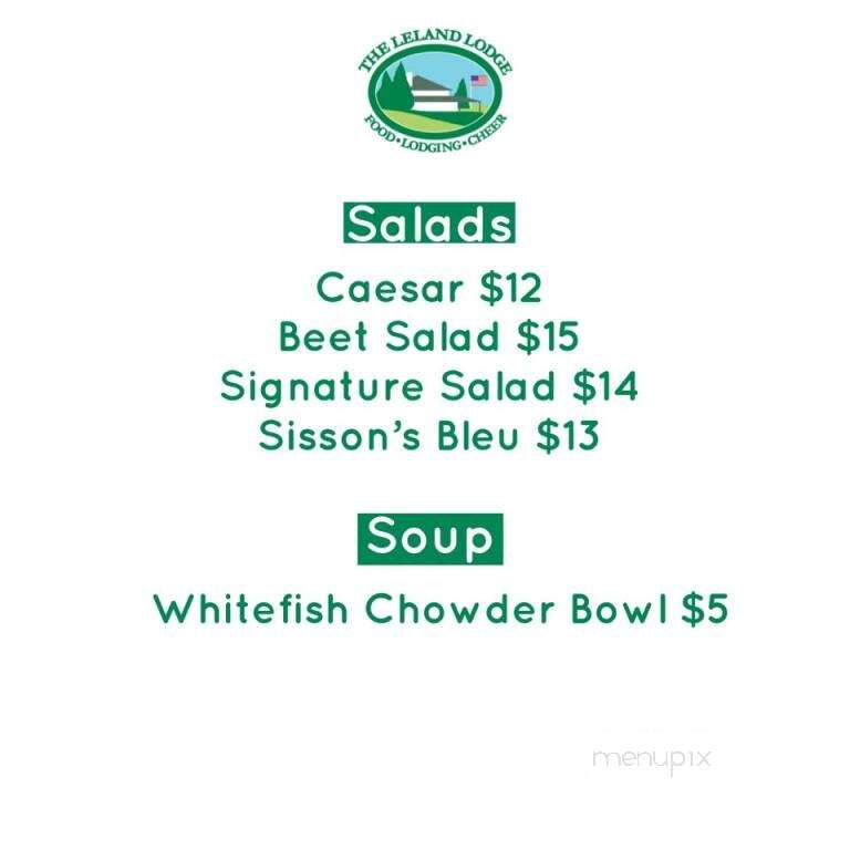 Leland Lodge Restaurant - Leland, MI menu_pic