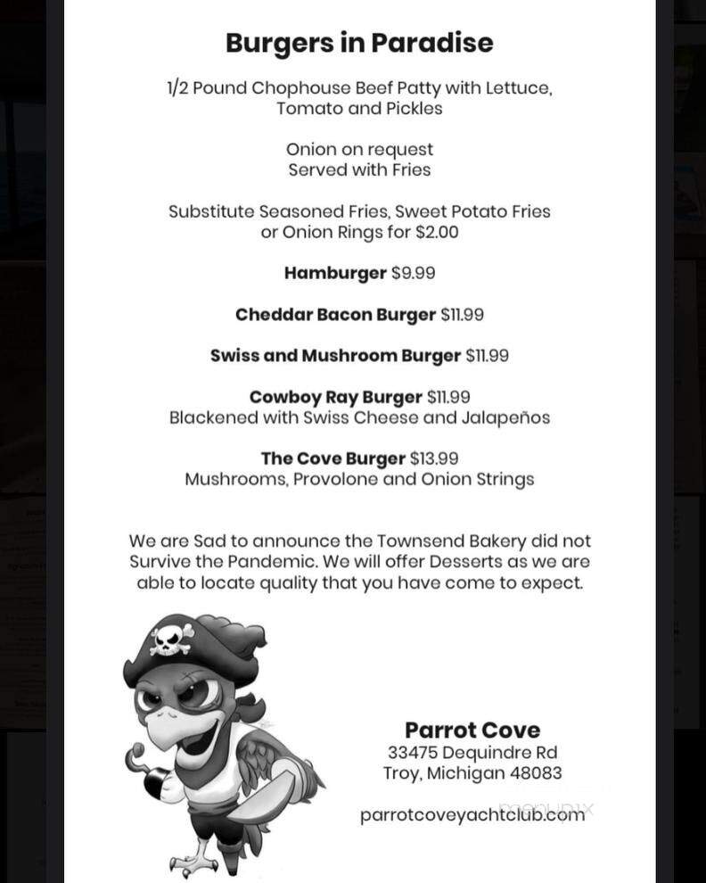 Parrot Cove - Troy, MI menu_pic