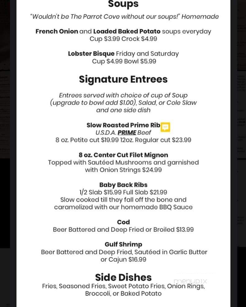 Parrot Cove - Troy, MI menu_pic
