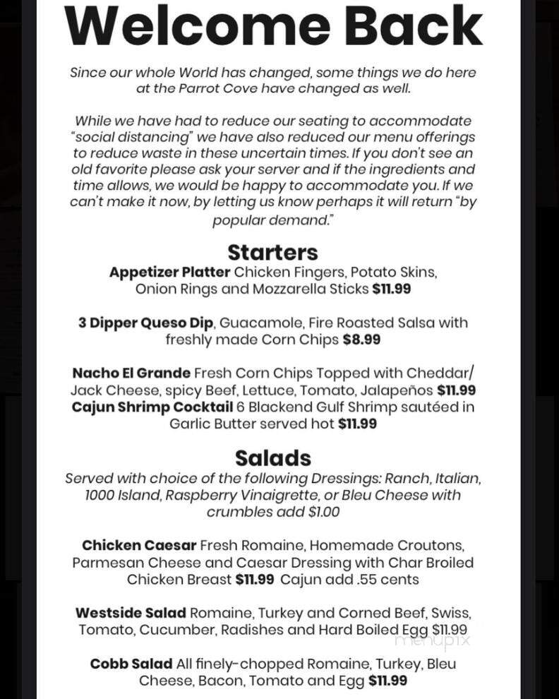 Parrot Cove - Troy, MI menu_pic