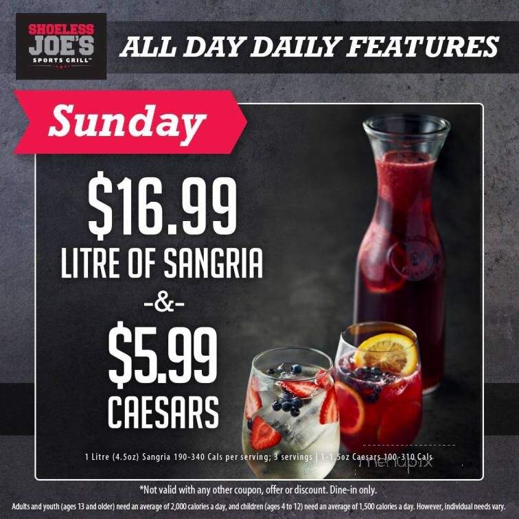 Shoeless Joe's - Cornwall, ON menu_pic