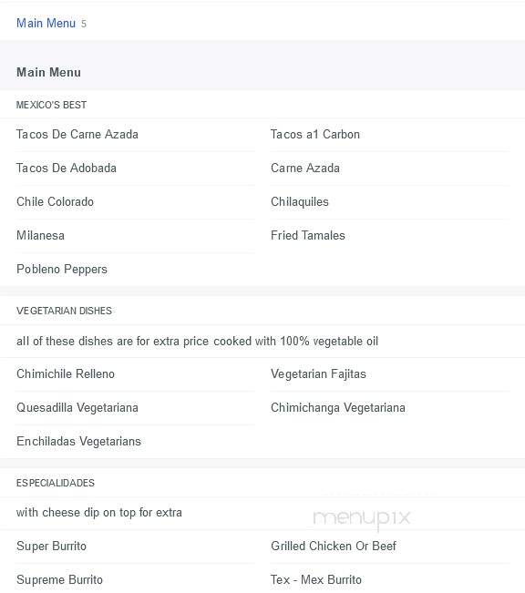 Guadalajara Grill - Olive Branch, MS menu_pic