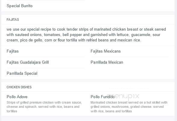 Guadalajara Grill - Olive Branch, MS menu_pic