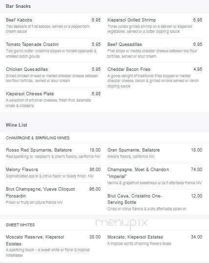 Kiepersol Restaurant - Tyler, TX menu_pic