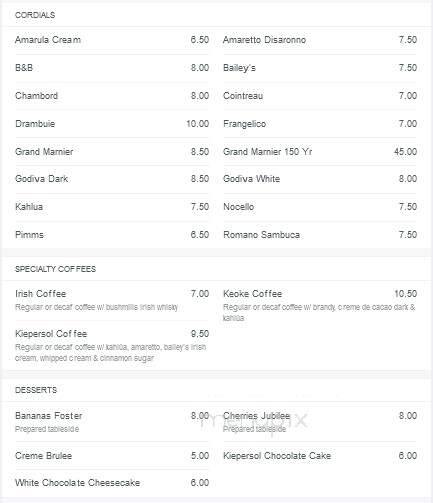Kiepersol Restaurant - Tyler, TX menu_pic