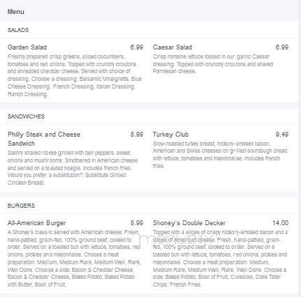 Shoney's - Richmond, VA menu_pic