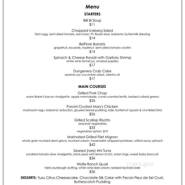 Cafe La Haye - Sonoma, CA menu_pic